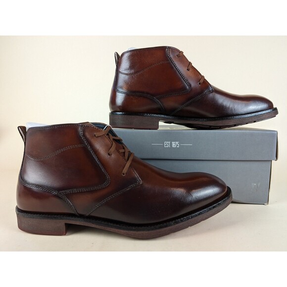 Stacy Adams Chukka Boot Mens 11.5 Kyron Cognac Brown Leather Plain Toe Shoes NWB main image 11